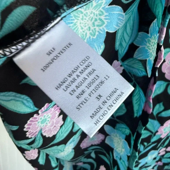 Emily Wonder Floral Ruffle Sleeve Women’s Teal Top Size 3X - Picture 5 of 5